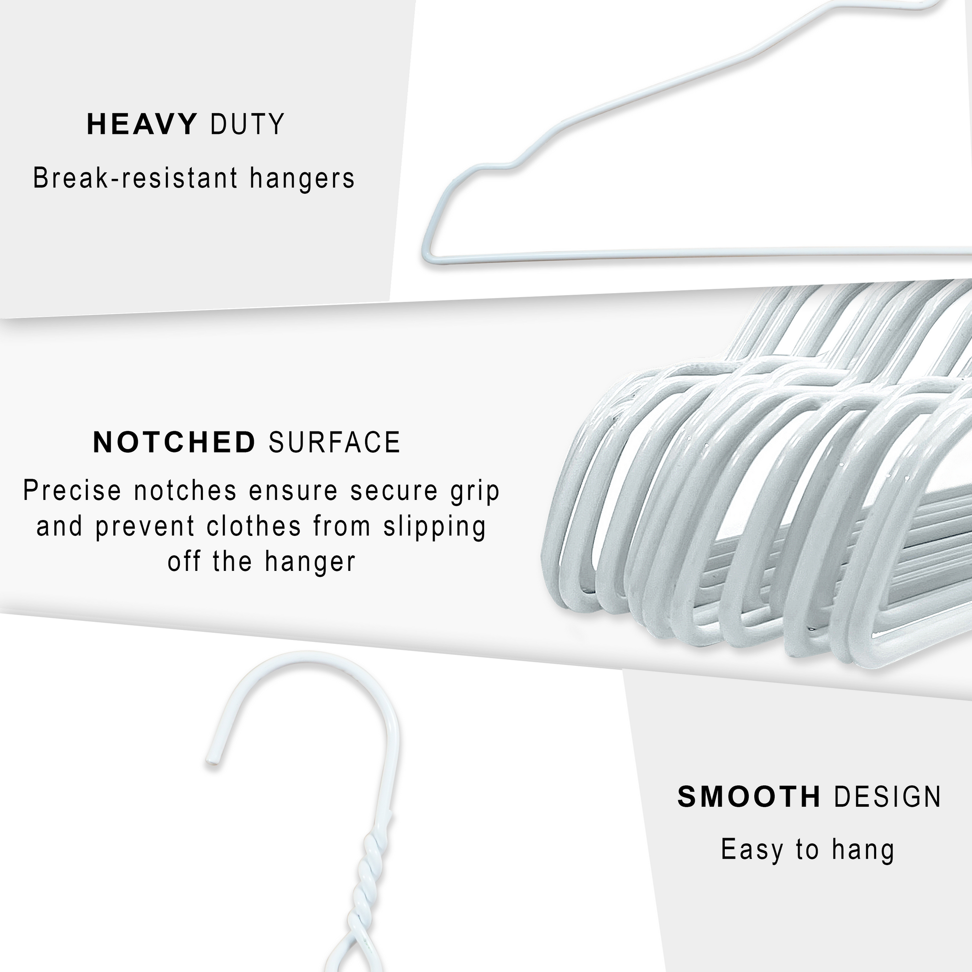 Metal Wire Hanger  Strong White Coat Clothes Steel Water Proof Heavy Duty  Space Saving Wardrobe Hangers. – Goal Winners